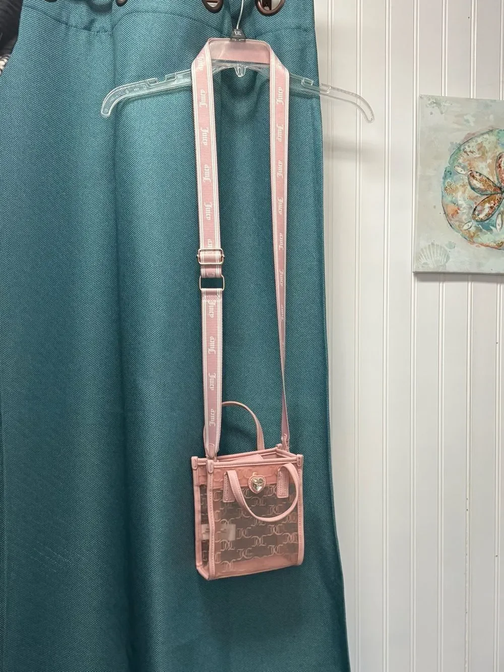 Juicy Couture Pink & Clear Crossbody Tote with Logo Accent